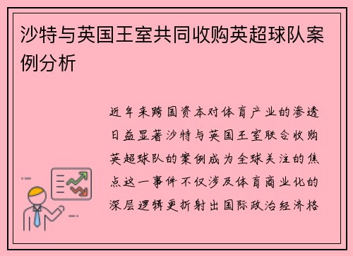 沙特与英国王室共同收购英超球队案例分析
