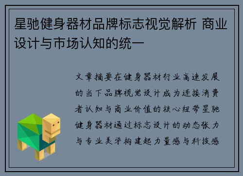 星驰健身器材品牌标志视觉解析 商业设计与市场认知的统一
